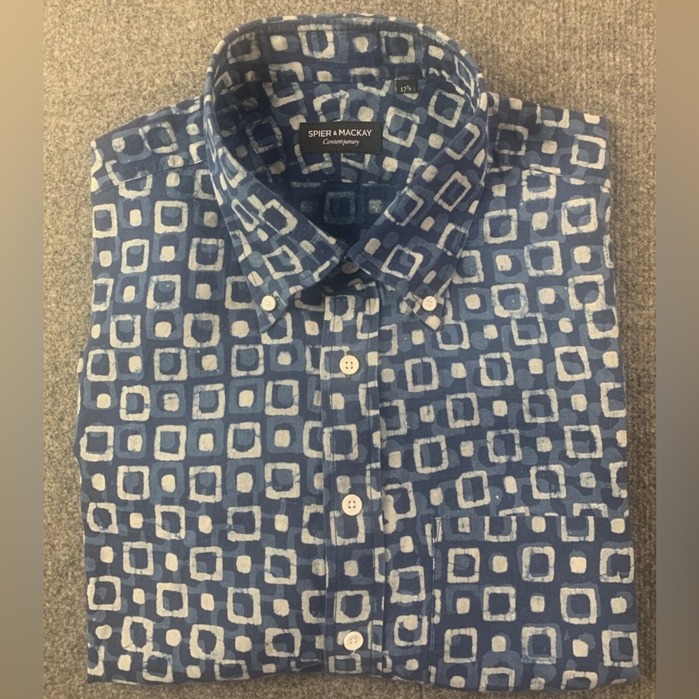 Spier & Mackay Mens 100% Cotton Short Sleeve Button Down Shirt Size XL Blue